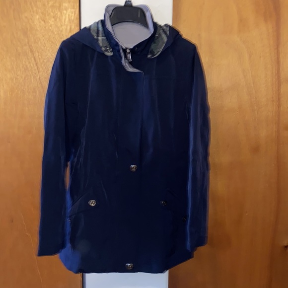 🌊 EUC Nautica Navy/Grey Versatile Anorak Rain Coat w/Removable Lining & Hood - Picture 3 of 10